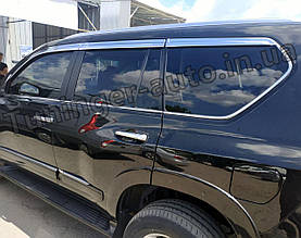 Дефлектры вікон, вітровики хромовані Toyota Land Cruiser Prado 150 2009-2021 (Autoclover D665)