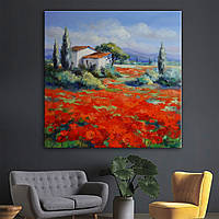 Модульна картина Тосканський пейзаж. Поле маків. 60, 3, 90