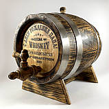 Бочка Дубова 5 л. Бочка Подарунок для Вина, Віскі, Кастомне Гравіювання, Обручі Нержавіюча Сталь, фото 2