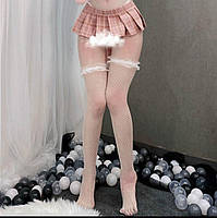 Червоні жіночі панчохи з дрібної сітки на гумках