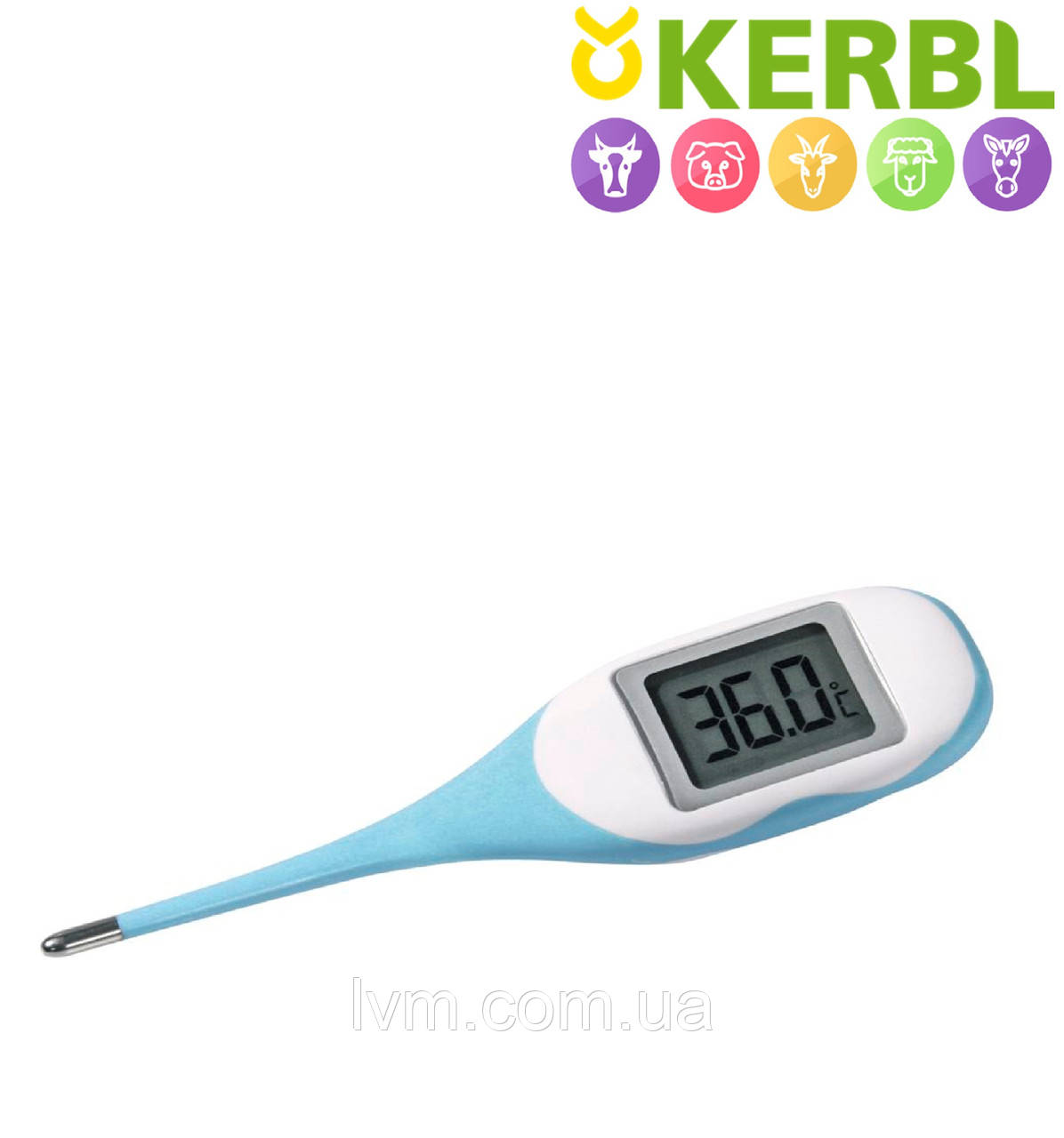 Ветеринарний цифровий термометр з гнучким стрижнем, водостійкий KERB