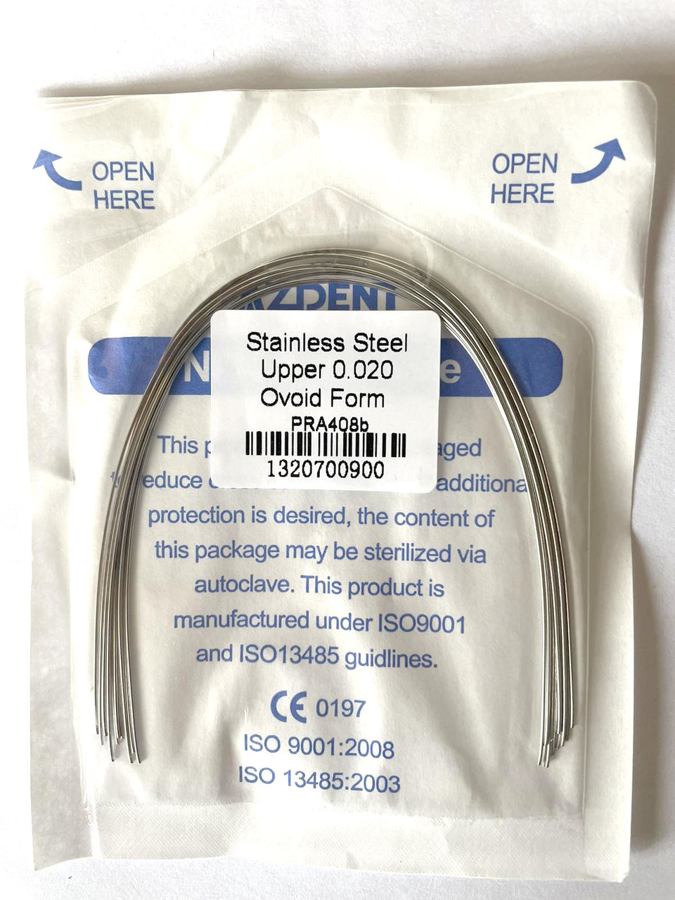 Дуги Azdent Stainless Steel (SS), 020, верх, 10шт/уп. Ovoid Form