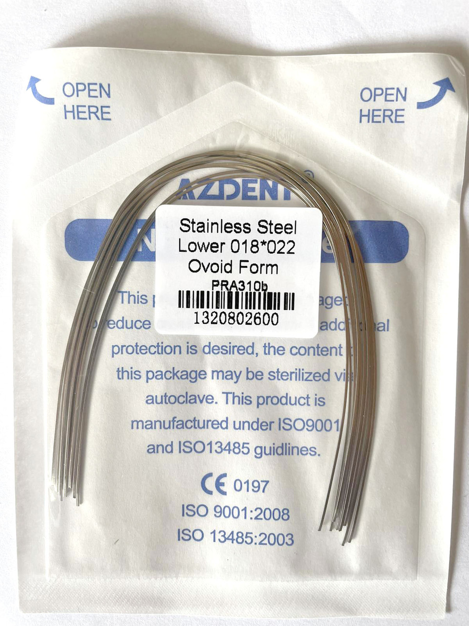 Дуги Azdent Stainless Steel (SS), 020, низ, 10шт/уп. Ovoid Form