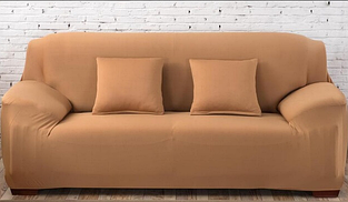 Чохли на 2-х місні дивани, чохол на диван малютку двомісні HomyTex Біфлекс Різні кольори Пісочний