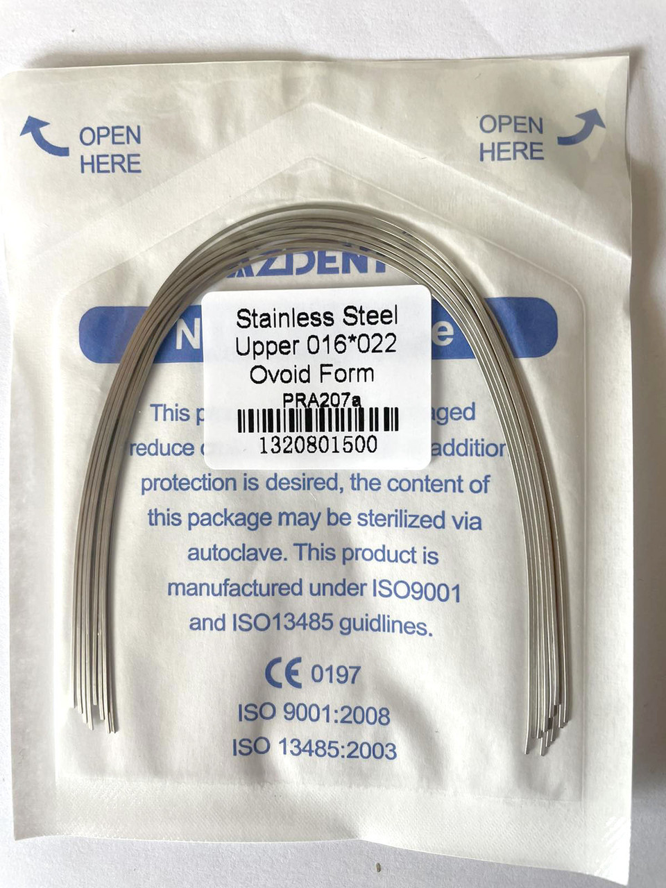 Дуги Azdent Stainless Steel (SS), 016x022, верх, 10шт/уп. Ovoid Form