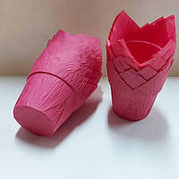 Усиленная бумажная форма тюльпан для маффинов розовая 20 шт