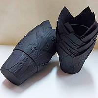 Усиленная бумажная форма тюльпан для маффинов черная 20 шт
