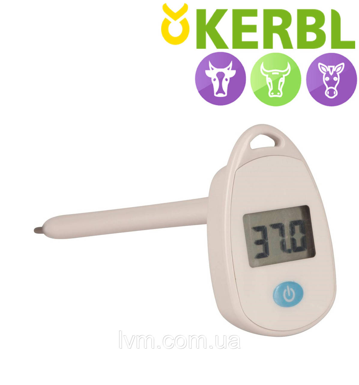 Ветеринарний цифровий термометр для великих тварин (стрижень 14см), водостійкий KERBL