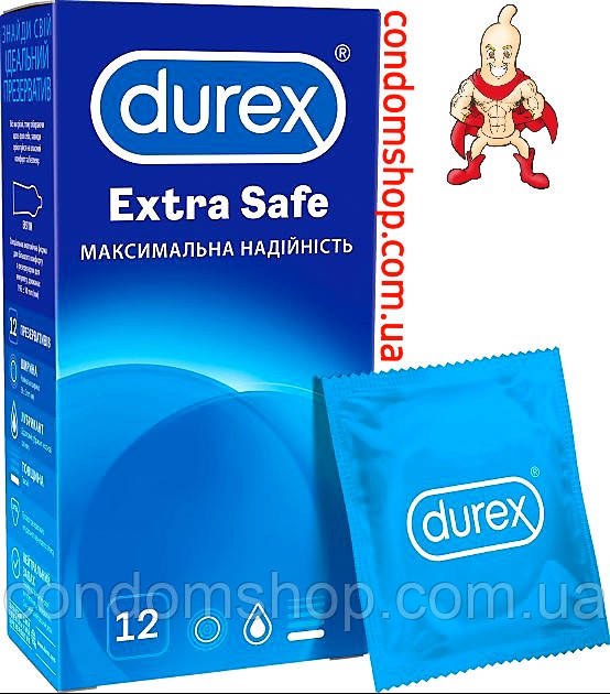 Презервативи суперміцні Durex Дюрк Extra safe потовщені, підходять для анального сексу. 12 штук .