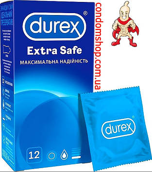 Презервативи суперміцні Durex Дюрк Extra safe потовщені, підходять для анального сексу. 12 штук .