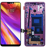 Дисплей (екран) для LG G710 G7 ThinQ/G7 Plus + тачскрін, чорний, з передньою панеллю рожевого кольору, Raspberry