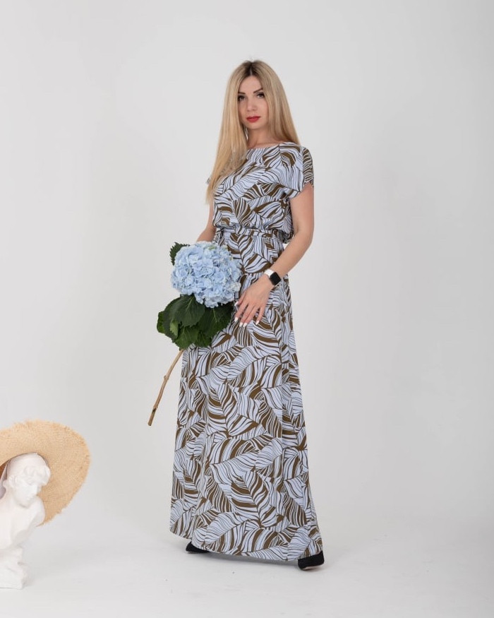 Красиве літнє плаття в підлогу "364" блакитне Розміри 44-46,48-50., фото 1