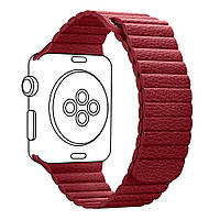 Кожаный ремешок для Apple Watch 42/44/45/49mm Red