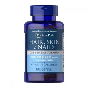 Вітаміни для волосся шкіри та нігтів Puritan's Pride Hair, Skin & Nails One Per Day Formula 60 softgels
