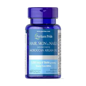 Вітаміни для волосся шкіри та нігтів Puritan's Pride Hair, Skin & Nails with Moroccan Argan Oil 60 softgels