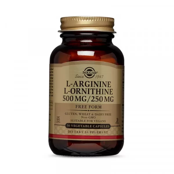 Аргінін Solgar L-Aginine L-Ornithine 500/250 50 veg caps, фото 1