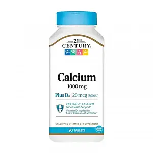 Кальцій Д3 21st Century Calcium 1000 mg + D3 20 mcg 90 tabs