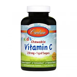 Вітамін С для дітей Carlson Labs Kid's Chewable Vitamin C 250 mg 1 g Sugars 120 veg tab