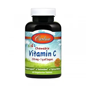 Вітамін С для дітей Carlson Labs Kid's Chewable Vitamin C 250 mg 1 g Sugars 60 veg tab
