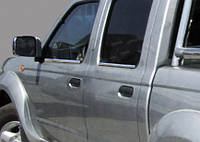 Наружняя окантовка стекол (4 шт, нерж.) Omsa Line - Итальянская нержавейка для Nissan NP300 1999-2015