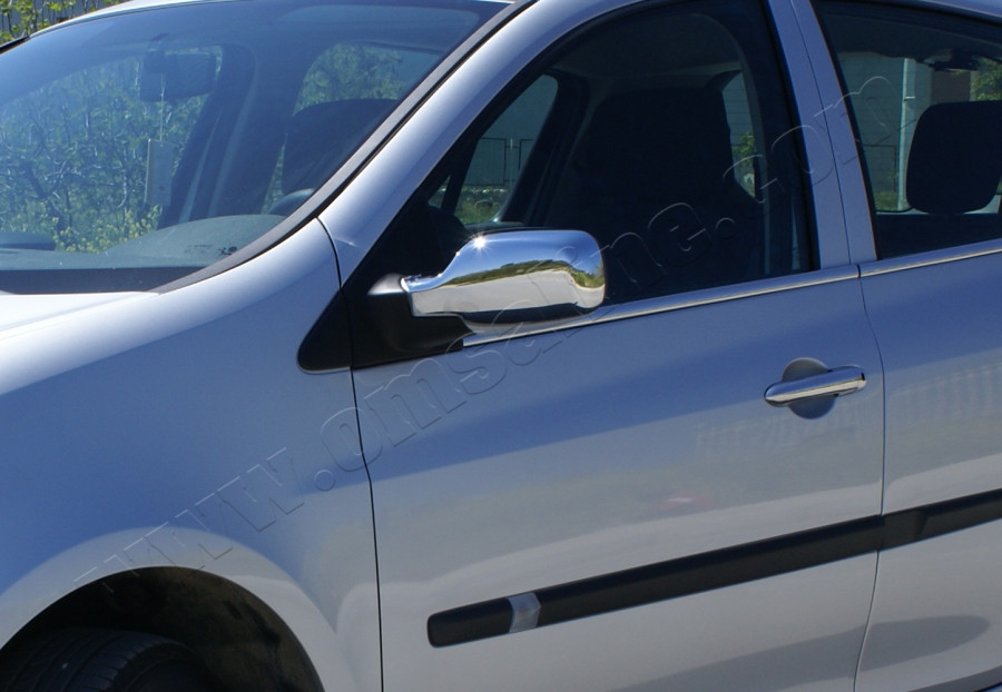 Наружняя окантовка стекол (4 шт, нерж) OmsaLine - Итальянская нержавейка для Renault Clio III 2005-2012 гг - фото 1 - id-p1391130625