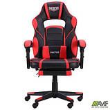Комп'ютерне крісло VR-Racer-Dexter-Webster чорний-червоний колір сидіння з підніжкою висувною, фото 4