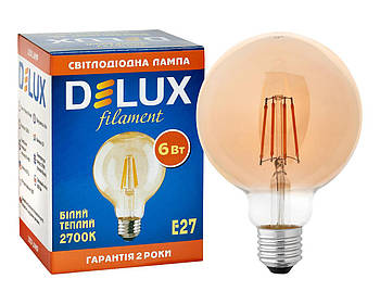 LED-лампа DELUX Globe G95 6 Вт E27 2700 K amber filament