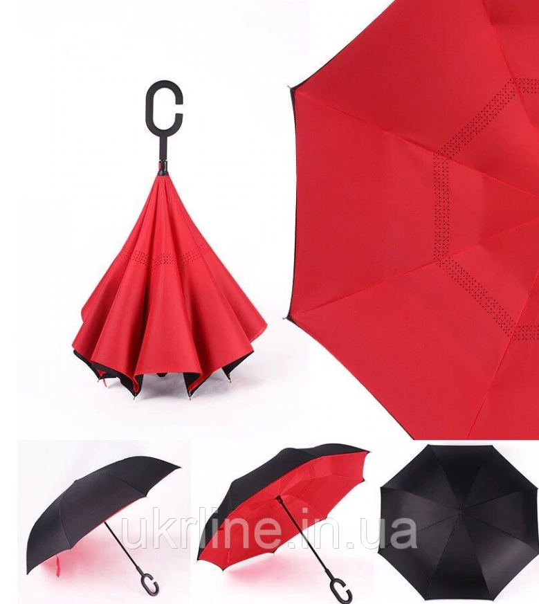 Ветрозахисний парасоль-тість зворотного складу з подвійним куполом, парасольить тростину