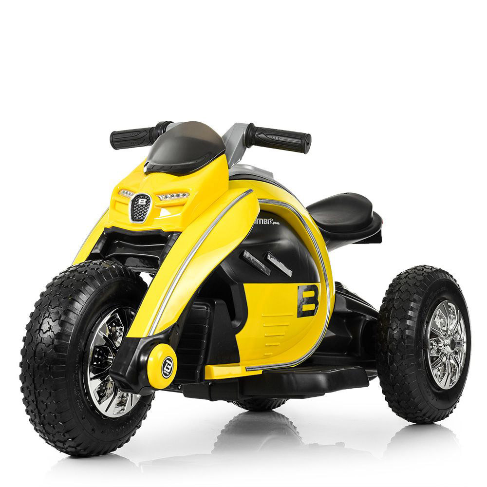 Дитячий електромобіль мотоцикл трицикл Bambi M 4134A-6 на надувних колесах з MP3 жовтий **