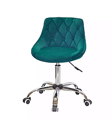 Крісло на коліщатах з регулюванням висоти FORO CH Office з оксамитовою оббивкою зелений