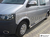 Пороги боковые труба Volkswagen T5 (09-16) D60 без накладок длинная база