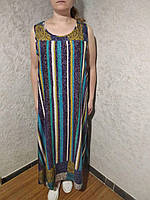 Сукня жіноча в смужку штапель, літня повсякденна накидка, розмір 58-60.
