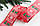 Стрічка новорічна 6,3 см "Олені зі смугами на мішковині", червона із зеленим рулон 22,5 метра, фото 2