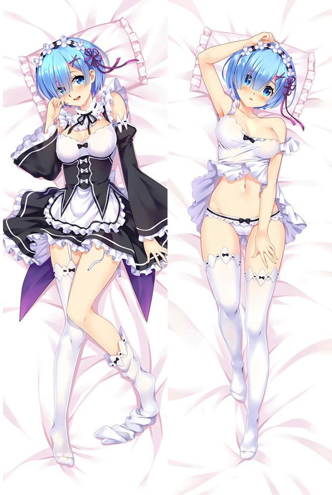 Дакiмакура 150х50 см REM RAM Re: Zero Рем Рам Життя Заново з нуля Подушка для обіймів аніме принт