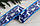 Стрічка нг 6,3 см "Олені з ялинками на мішковині", синя з білим рулон 22,5 метра, фото 2