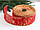 Стрічка новорічна 6,3 см "Сніговики", червона із золотом рулон 22,5 метра, фото 2