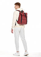 Стильный мужской рюкзак из экокожи Мужской рюкзак ролл Sambag RollTop LSH цвет бордо Рюкзак мужской городской