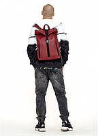 Мужской рюкзак ролл Sambag RollTop LZT цвет бордо Стильный рюкзак для мужчин Рюкзак муской для прогулок