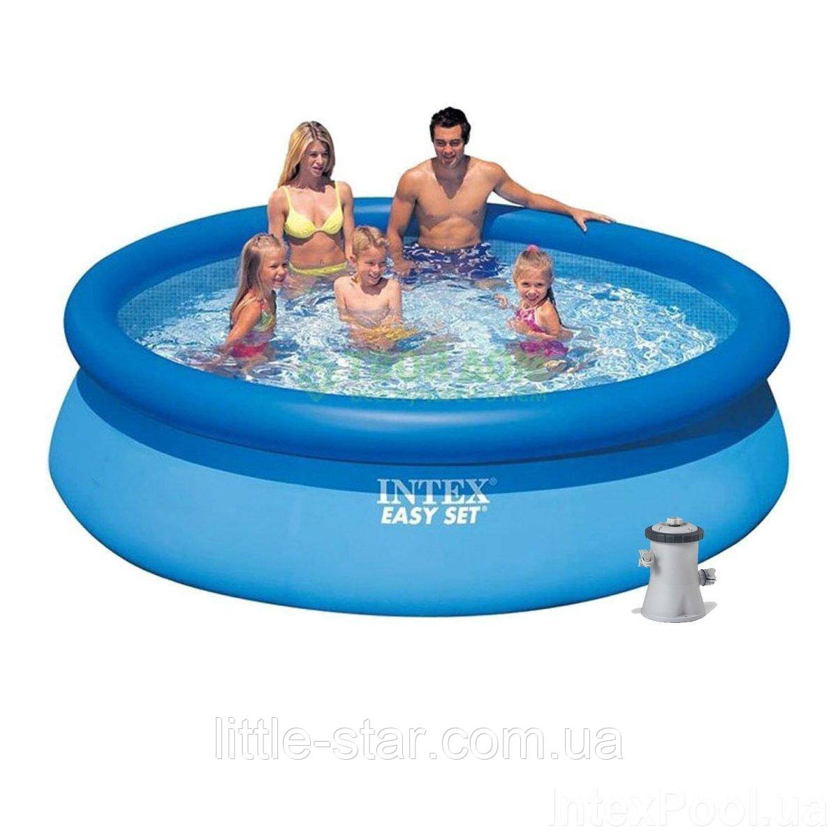 Сімейний наливний басейн 305 х 76 см, Intex 28122 Easy Set з фільтр-насосом (1 250 л/г), 305*76 см, 3853 л