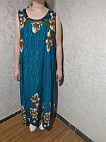 Жіноча бірюзова батальна штапельна сукня, літня повсякденна пляжна накидка, розмір 58-60.