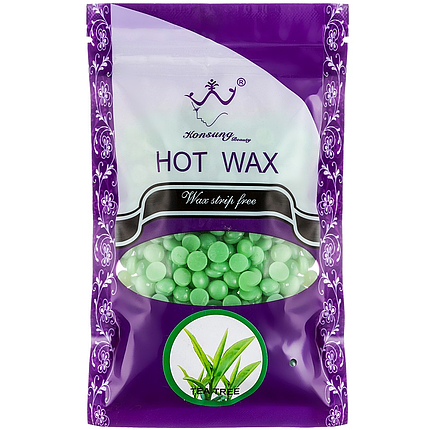 Віск плівковий в гранулах Konsung Beauty Tea, 500 г зелений чай, фото 1