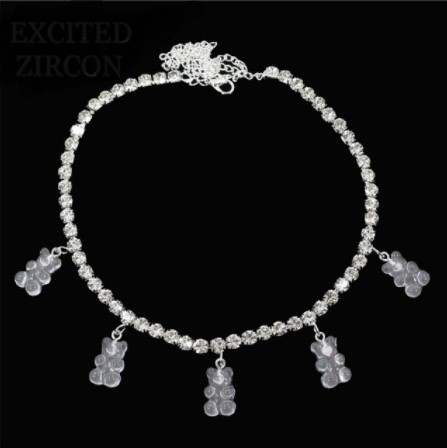 Намисто з ведмедиками колір молочний - довжина 35см + 22см, (ругелируется), смола, цинковий сплав, фото 1