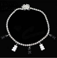 Ожерелье с мишками цвет черный + белый - длина 35см + 22см, (ругелируется), смола, цинковый сплав
