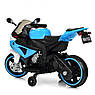 Дитячий електро двоколісний мотоцикл на акумуляторі BMW M 4103 для дітей 3-8 років біло-синій, фото 4