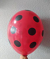 Латексный шар с рисунком Полька-горох Леди Баг, Мики Маус красный 12 "30см Belbal 001 ТМ Star