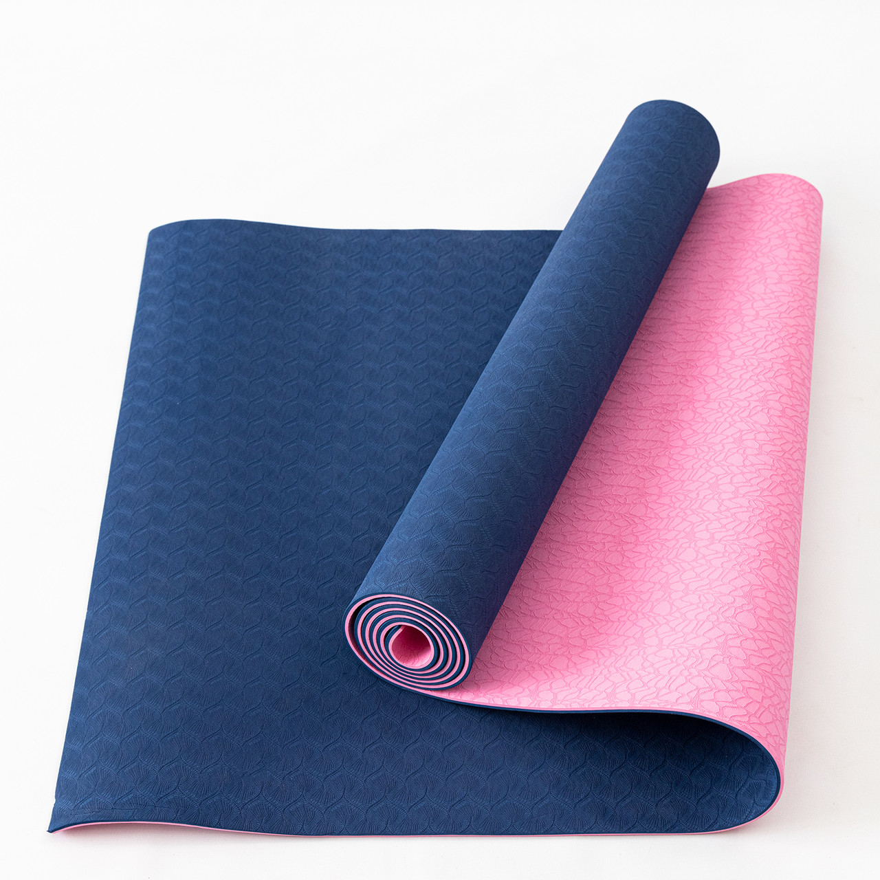 Килимок для йоги та фітнесу TPE (йога мат, каремат спортивний) OSPORT Yoga ECO Pro 4мм (OF-0083) Синьо-рожевий