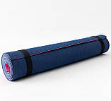 Килимок для йоги та фітнесу TPE (йога мат, каремат спортивний) OSPORT Yoga ECO Pro 4мм (OF-0083) Синьо-рожевий, фото 5