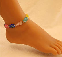 Браслет з мармеладними ведмедиками на ногу - довжина 18см + 4см, регулюється, смола, цинковий сплав