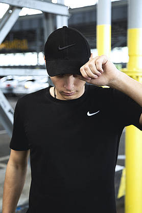 Кепка Nike чоловіча | жіноча найк чорна чорне лого, фото 2