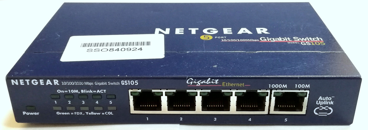 Некерований комутатор Gigabit Switch Ethernet Netgear GS105 5 port 5-1000Mbps Б/В